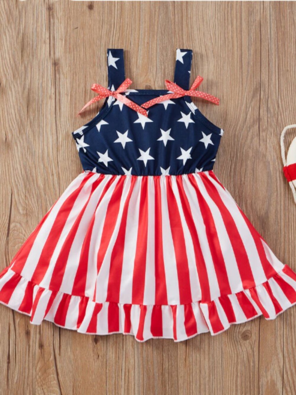 4th of July Patriotic Stars & Stripes Girls Sleeveless Dress